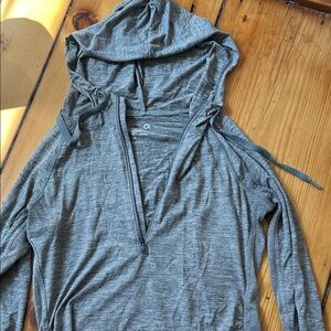 GAP Women's Gray Hooded Half-Zip Sweatshirt